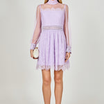 Endless Rose - Long Sleeve Lace Mini Dress LILAC / L Endless Rose - Long Sleeve Lace Mini Dress LILAC / L