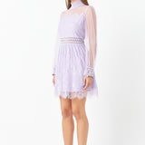 Long Sleeve Lace Mini Dress