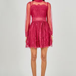 Endless Rose - Long Sleeve Lace Mini Dress MAROON / XS Endless Rose - Long Sleeve Lace Mini Dress MAROON / XS