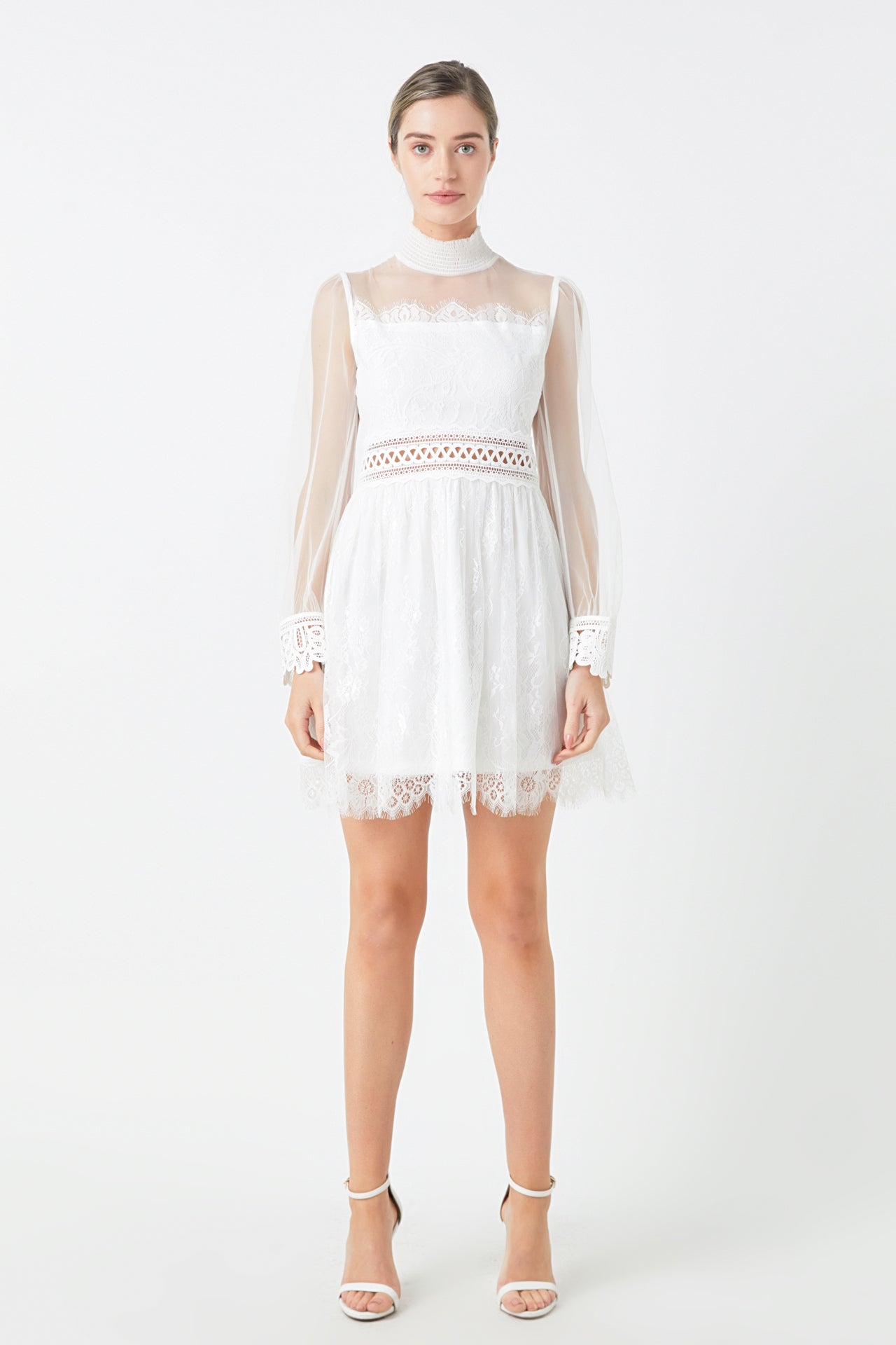endless rose long-sleeve twofer vest mini dress Endless Rose Long-Sleeve Twofer Bubble Mini Dress Grey White Long Sleeve $140 M