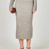 High-Waisted Knit Midi Skirt