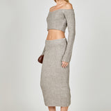 High-Waisted Knit Midi Skirt