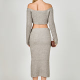 High-Waisted Knit Midi Skirt