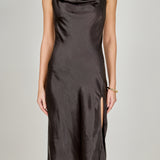 Chunky Chain Satin Slit Dress