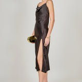 Chunky Chain Satin Slit Dress