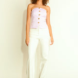 Button-Up Strapless Top