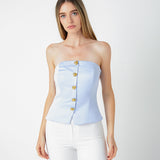 Button-Up Strapless Top