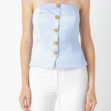 Button-Up Strapless Top
