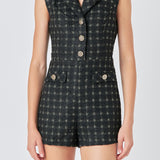 Sleeveless Tweed Suited Romper