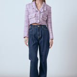 Tonal Boucle Tweed Short Blazer