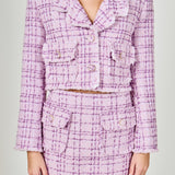 Tonal Boucle Tweed Short Blazer