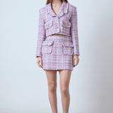 Tonal Boucle Tweed Short Blazer