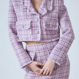 Tonal Boucle Tweed Short Blazer