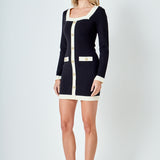 Long-Sleeve Knit Mini Dress