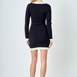 Long-Sleeve Knit Mini Dress