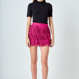 Faux Suede Fringe Mini Skirt