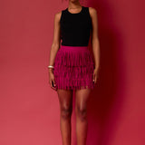 Faux Suede Fringe Mini Skirt
