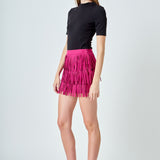 Faux Suede Fringe Mini Skirt