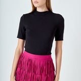 Faux Suede Fringe Mini Skirt