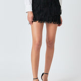 Faux Suede Fringe Mini Skirt