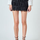 Faux Suede Fringe Mini Skirt
