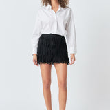 Faux Suede Fringe Mini Skirt