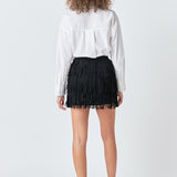 Faux Suede Fringe Mini Skirt