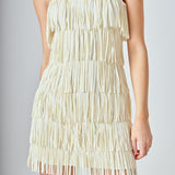Faux Suede Fringe Mini Dress