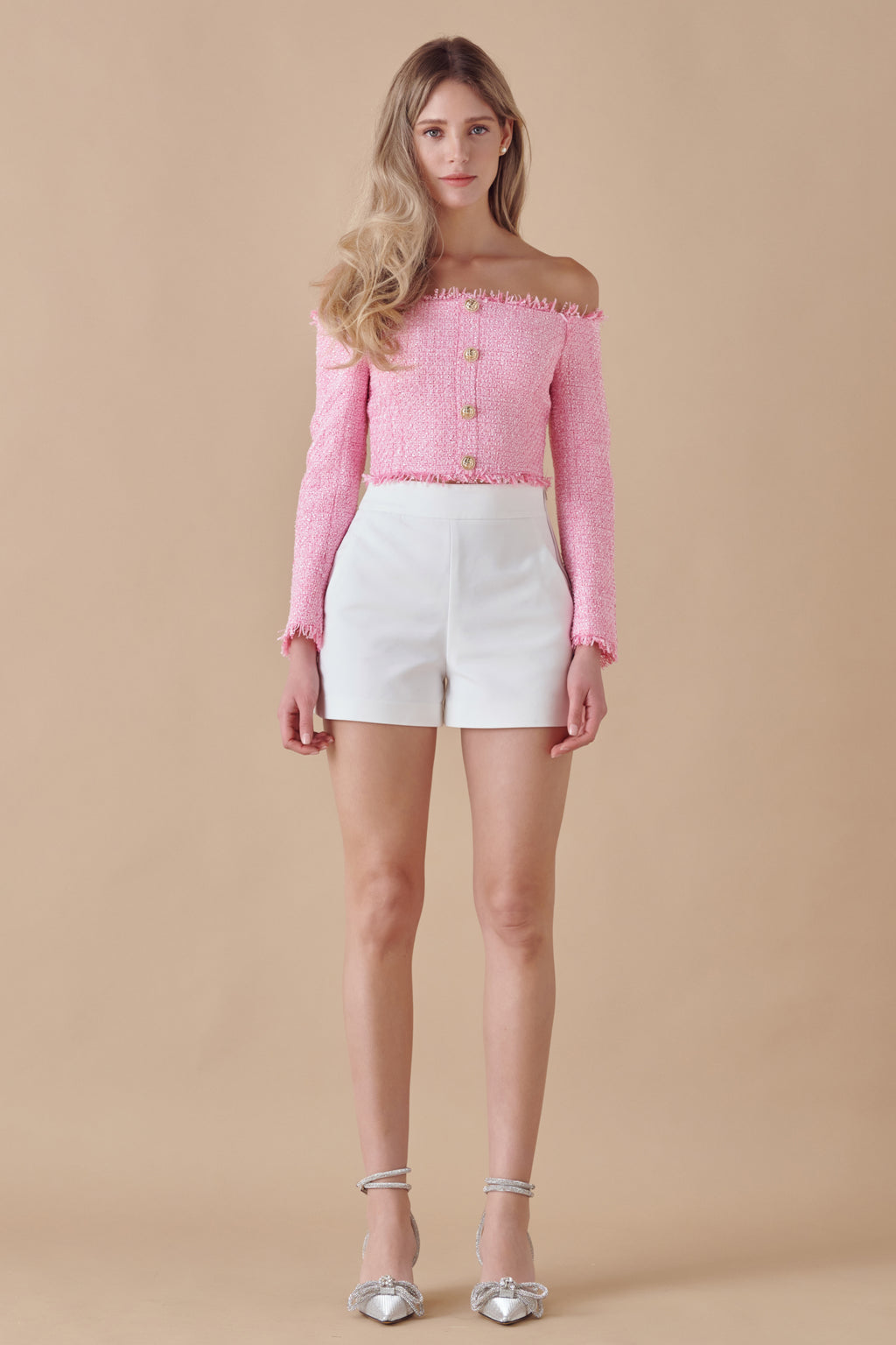 Pink Off Shoulder Fold Over Top – Trendznmore