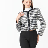 Premium Cropped Tweed Jacket With Fringe