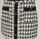 Premium Tweed Mini Skirt With Fringe