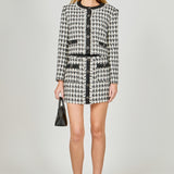 Premium Tweed Mini Skirt With Fringe