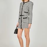 Premium Tweed Mini Skirt With Fringe