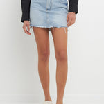 GREY LAB-High Low Acid Wash Denim Skirt-sale SKIRTS available at Objectrare