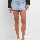 GREY LAB-High Low Acid Wash Denim Skirt-sale SKIRTS available at Objectrare