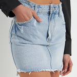 GREY LAB-High Low Acid Wash Denim Skirt-sale SKIRTS available at Objectrare