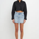 GREY LAB-High Low Acid Wash Denim Skirt-sale SKIRTS available at Objectrare