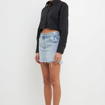 GREY LAB-High Low Acid Wash Denim Skirt-sale SKIRTS available at Objectrare