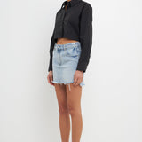 GREY LAB-High Low Acid Wash Denim Skirt-sale SKIRTS available at Objectrare