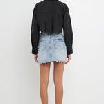 GREY LAB-High Low Acid Wash Denim Skirt-sale SKIRTS available at Objectrare