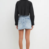 GREY LAB-High Low Acid Wash Denim Skirt-sale SKIRTS available at Objectrare