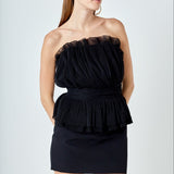 Strapless Tulle Banded Top