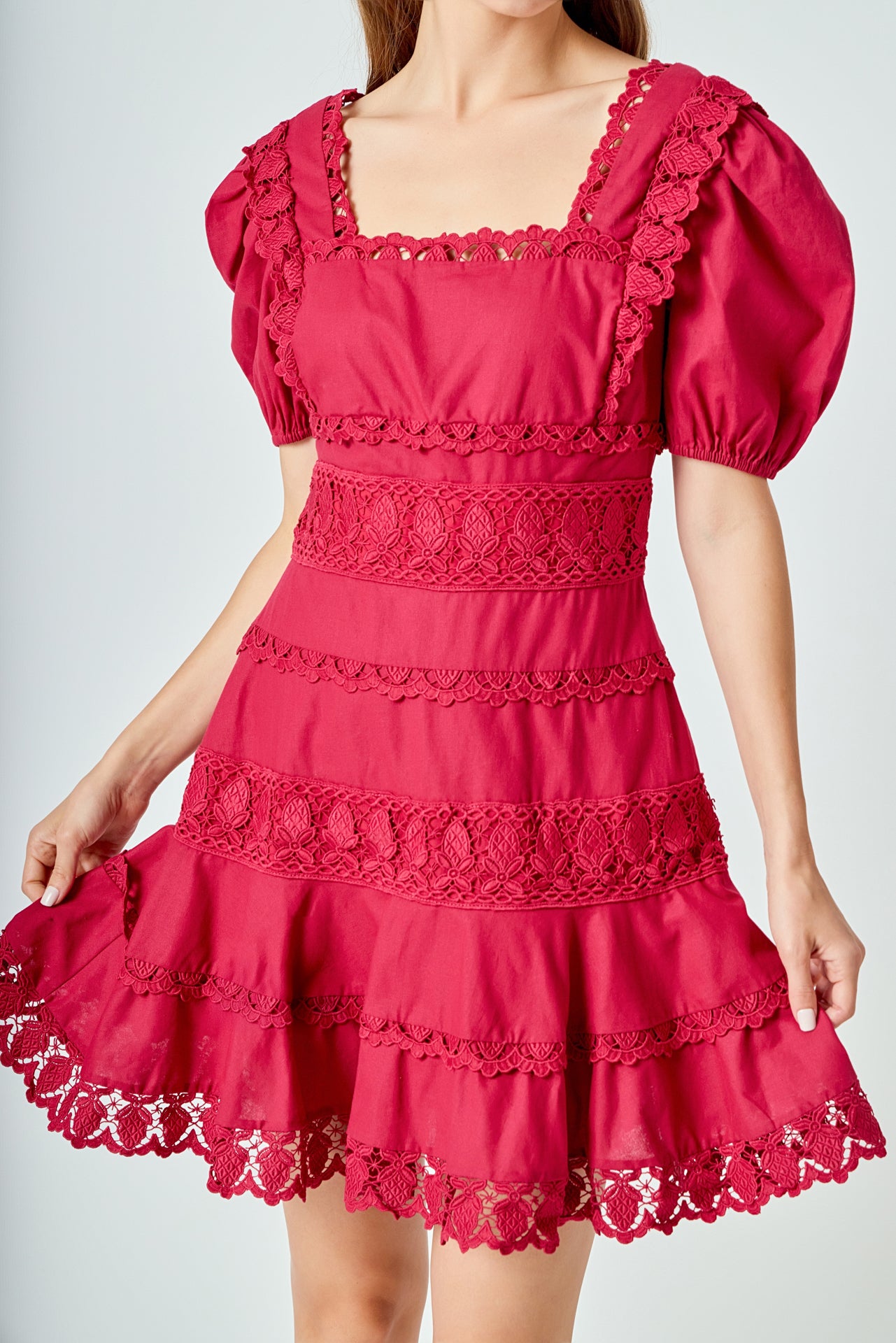 endless rose women's plunging neck lace trim dress NWOT Revolve Endless Rose PLUNGING NECK LACE TRIM MINI DRESS womens size large