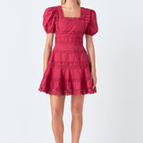 Lace Fit-and-Flare Mini Dress