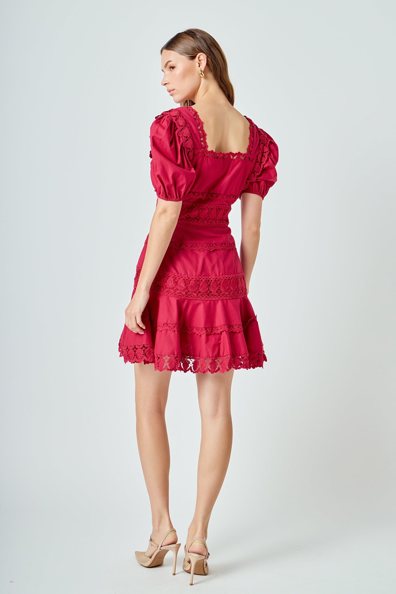 fit and flare mini dress with sleeves Maroon Warm Cotton Waffle Short 32" / Tall (5'7" and above) Size medium measures 33 from top to bottom Navy Blue Warm Cotton Waffle