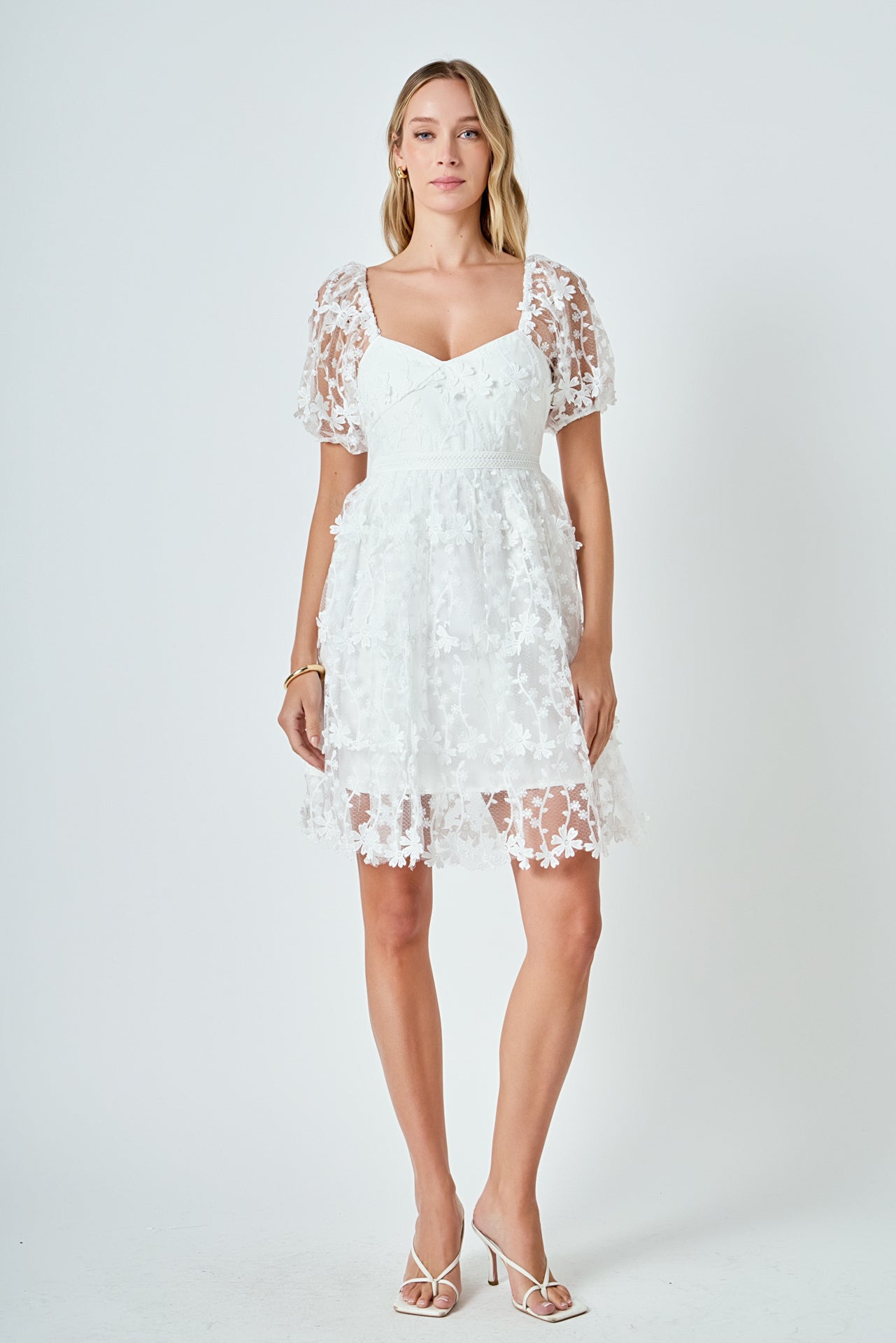 Endless Rose - Spaghetti Smocked Tiered Mini Dress White / M Endless Rose - Spaghetti Smocked Tiered Mini Dress White / M