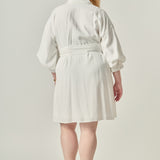 Blouson Sleeve Belted Shirt Dress