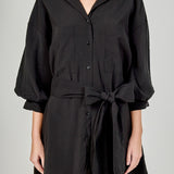 Belted Mini Shirt Dress