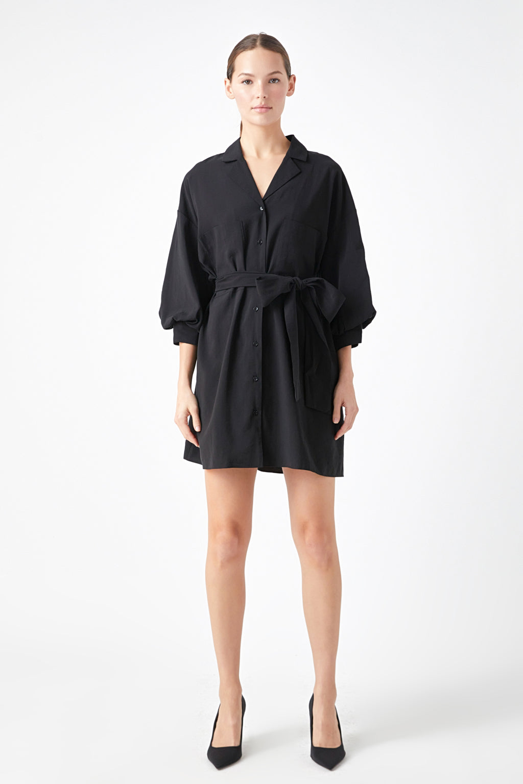 Belted Mini Shirt Dress