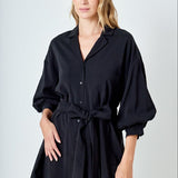 Belted Mini Shirt Dress